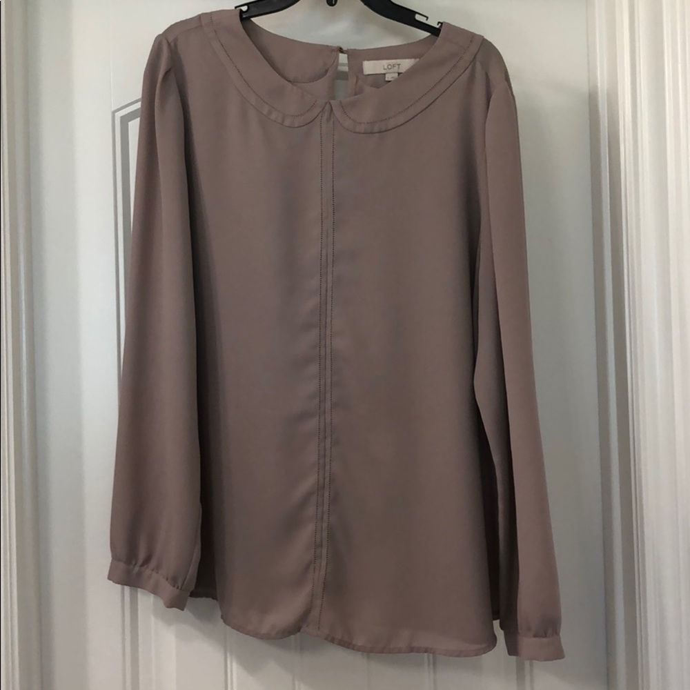 Mauve/Beige Blouse with Peter Pan Collar